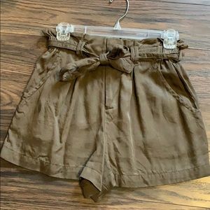 Paper bag tie waist shorts